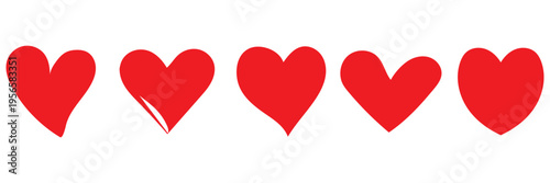 Heart icons in red filled and outlined style with white background EPS10