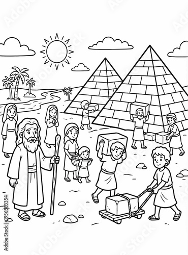 Israelites in Egyptian slavery, Passover, coloring page