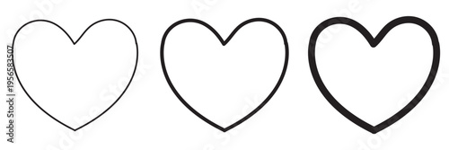 Heart icons in black filled and outlined style with white background EPS10