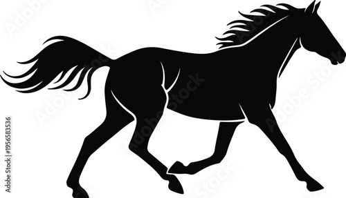 Vector silhouette running wild horse galloping animal mascot icon design
