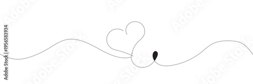 Heart hand drawn. Heart continuous line drawing. Single contour heart for love design. Single lineart sketch heart. Symbol love. Simplicity sign isolated on white background. Vector illustration EPS10