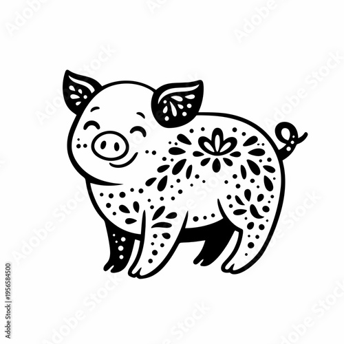 Cerdo decorativo estilo sombrilla china