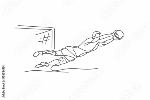 Portero en pleno salto para atrapar balón