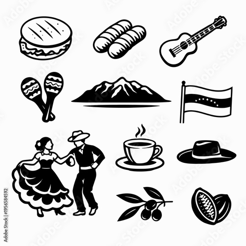 Cultura venezolana en iconos vectoriales