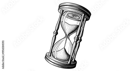 Vintage hourglass with sand flowing, representing the passage of time and measurement