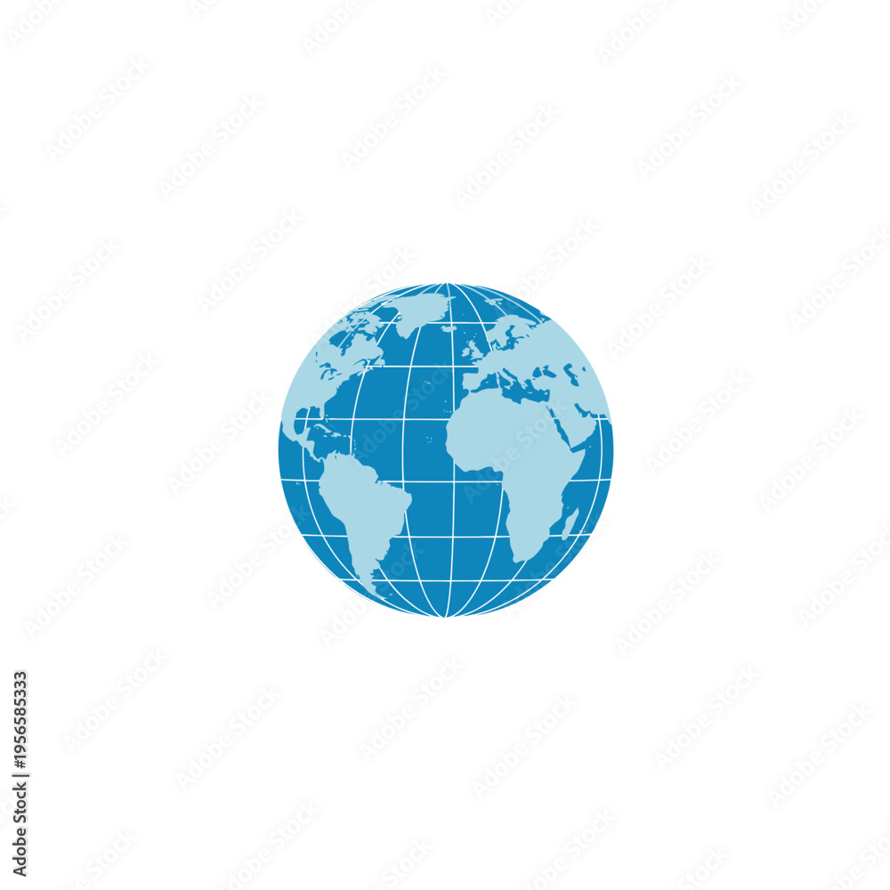 Obraz premium Blue Globe Icon with Grid Lines Representing Earth