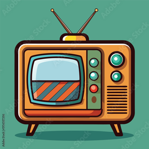 retro vintage television with antennas