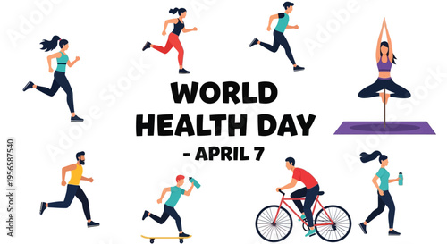 People engaging in various fitness activities for world health day