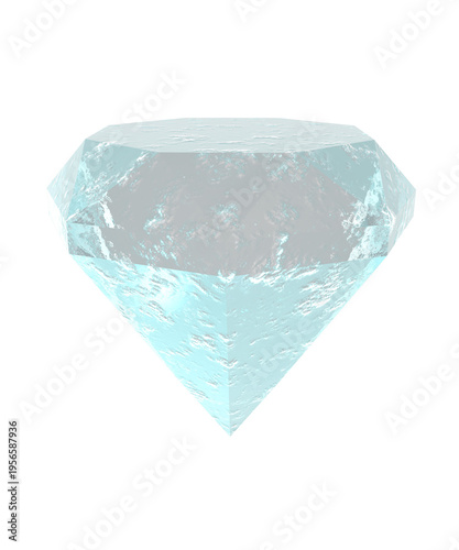 Shiny light blue diamond crystal gemstone isolated on transparent background. 3D render.