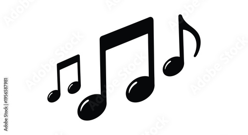 A minimalist arrangement of three musical notes depicted in solid black creating a striking silhouette high quality professional detailed modern elegant