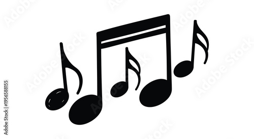 Black musical notes float against a white background creating a simple and elegant visual representation a silhouette high quality professional