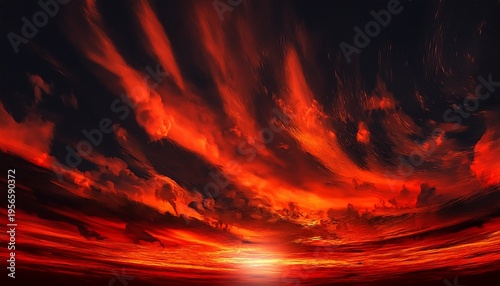 A Fiery Toned Red Sky And Abstract Black And Red Background With Smoke And Flame Effects Wide Banner For Design Generative Ai