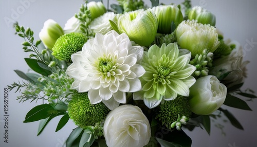 A Stunning Bouquet Of Vibrant Green And White Flowers Displays Natural Elegance And Beauty Perfect For Adding A Touch Of Freshness And Liveliness To Any Environment