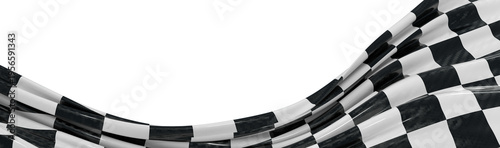 Dynamic image of a checkered flag waving in the wind against a white background. Perfect for racing and victory themes.