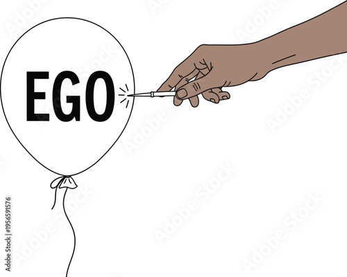 Person popping ego balloon with dart