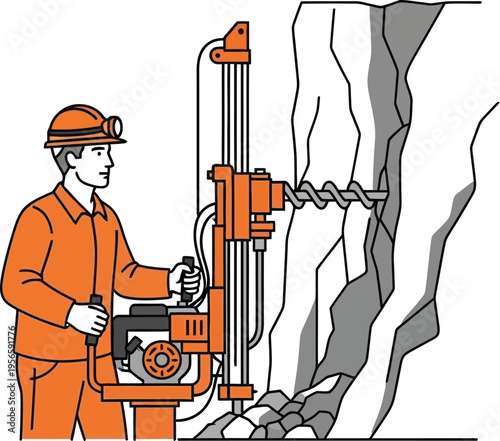 Miner operating heavy machinery