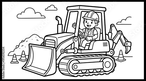 Boy Operating Heavy Duty Tractor Machine.