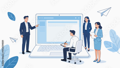 Business meeting with laptop presentation