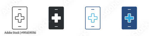 Medical app icon set. Healthcare, hospital and emergency support concept with cross symbol. Vector illustration.