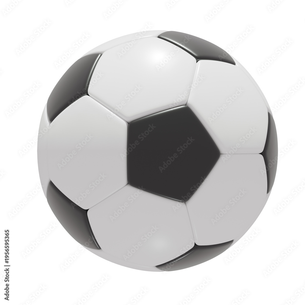 Naklejka premium Classic black and white soccer ball isolated on a white background, ready for play