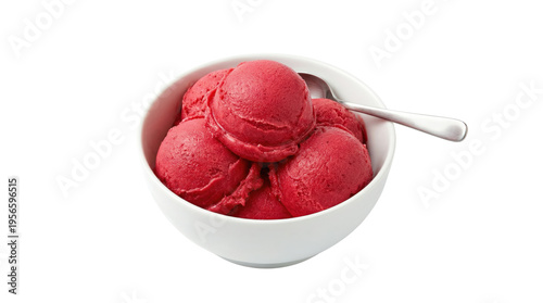 Obraz na płótnie Refreshing raspberry sorbet in a white bowl
