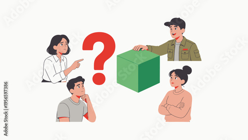 People with a green box and question mark