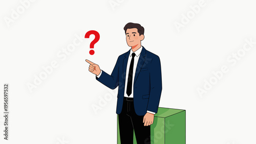 Man in suit with question mark
