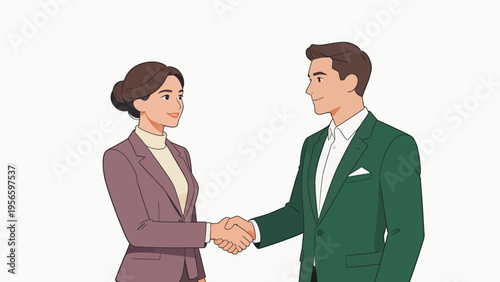 Business handshake between man and woman