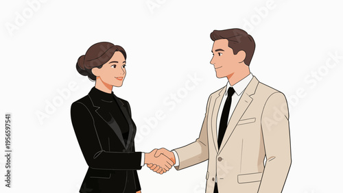 Business handshake between man and woman