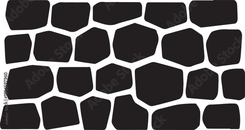 Stacked Rural Stone Wall Village Silhouettes