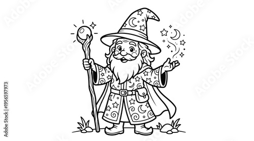 Wizard with magic staff and hat.