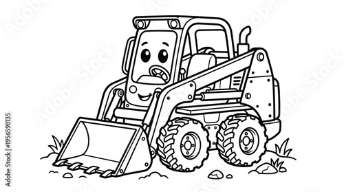 Cartoon skid steer loader vehicle.