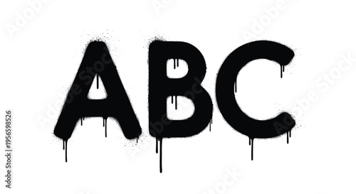 Graffiti style lettering of abc with dripping paint effects against a plain white background a striking silhouette high quality professional detailed
