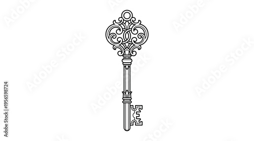 Vintage antique decorative old key.