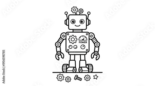 Robot with gears and mechanical parts.