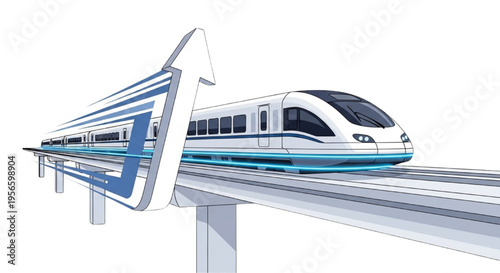 Dynamic Illustration of a High-Speed Magnetic Levitation Train Showcasing Future Mobility and Advanced Transit Technology