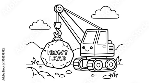 Excavator Lifting Heavy Load High.