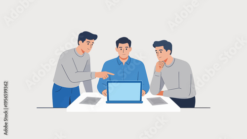 Three people working together on a laptop