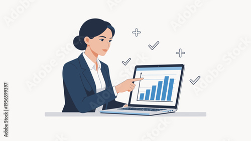 Businesswoman analyzing growth chart