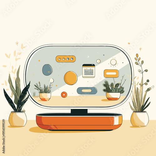 Floating Smart Mirror with Digital Interface