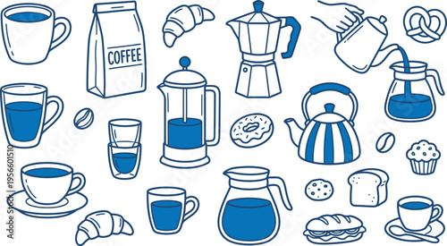 Coffee and breakfast items illustration