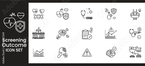 Medical Screening Outcome and Healthcare Diagnostic Patient Data Icon Set