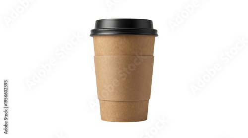 Картината върху платно Disposable brown paper coffee cup with black lid