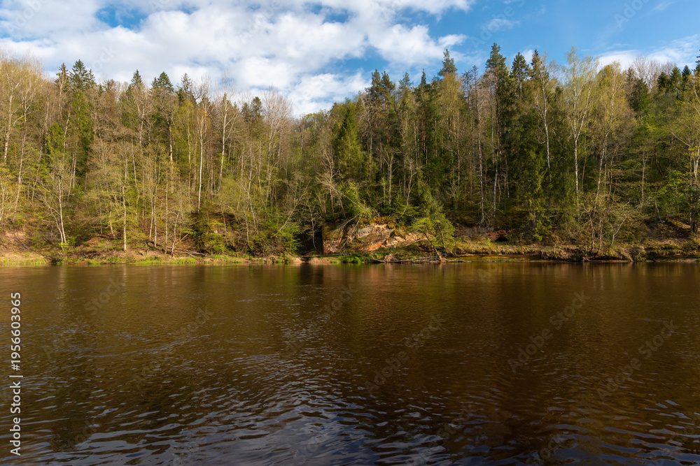 Obraz premium Latvia. Sigulda. View over the river in spring.