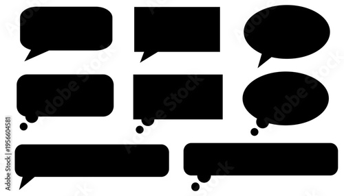 黒いシンプルな吹き出しセット