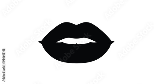 A striking black silhouette of a pair of full parted lips
