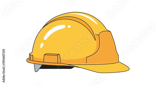 A vibrant yellow construction helmet illustration with bright highlights and a defined shadow creating a striking silhouette high quality professional detailed