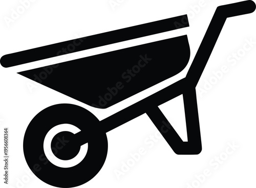 a wheelbarrow with single wheel and tray the entire image silhouette vector illustration on transparent background