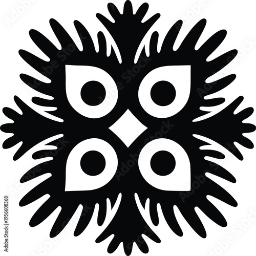 an owl with large eyes and feather tufts the entire image silhouette vector illustration on transparent background