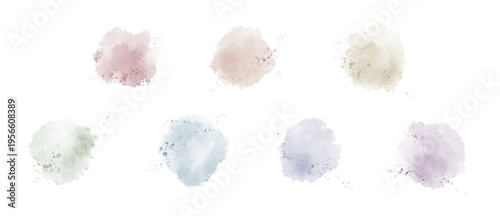 Bild auf Leinwand Watercolor Abstract Nuance Background Set: Collection of Muted Color Splatters a